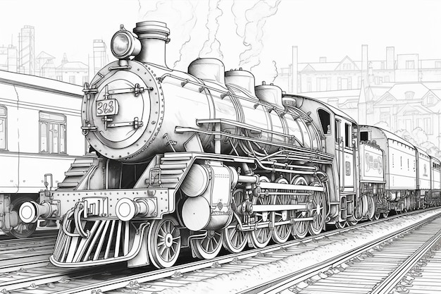 Un dibujo de un tren con los números 929 en el frente.