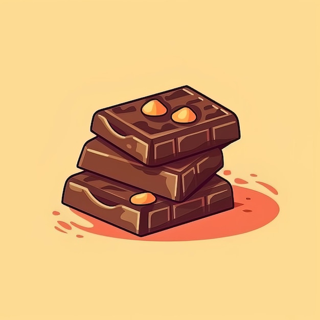 Un dibujo de tres barras de chocolate con las palabras "chocolate" en la parte superior.