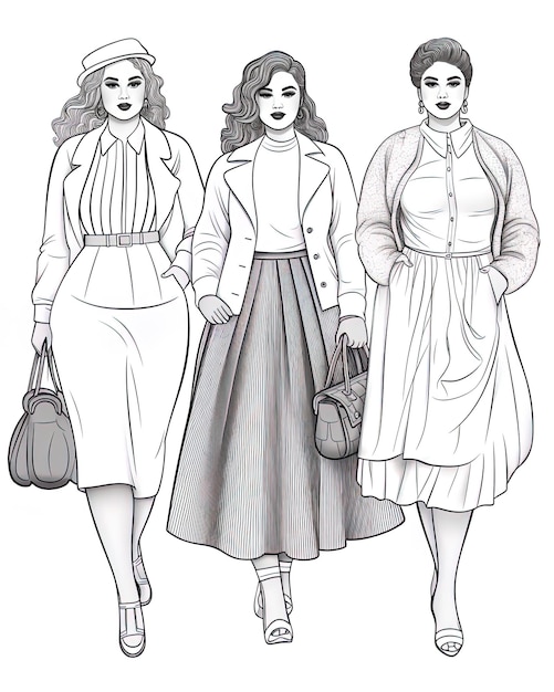 un dibujo de tres mujeres con una bolsa y las palabras mujeres