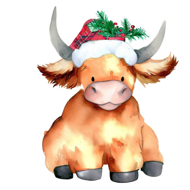 un dibujo de una vaca con un sombrero en él