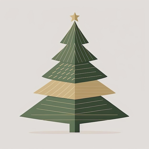 Dibujo vectorial simple de un árbol de navidad decorado icono minimalista diseño de etiqueta simétrica Generado por AI