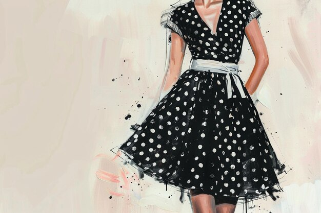 Dibujo de un vestido de inspiración retro adornado con un cic bl generativo ai