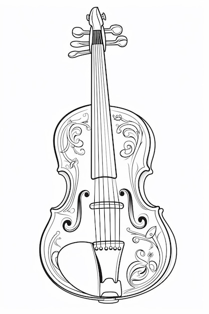 Foto un dibujo de un violín con un arco ai generative