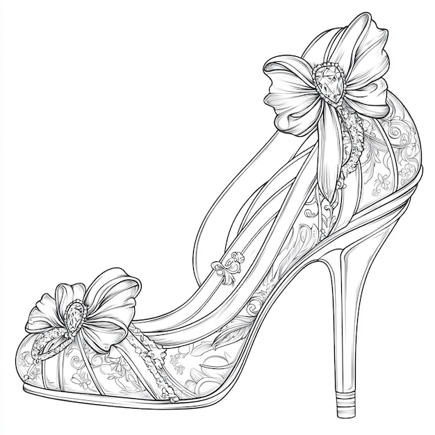 un dibujo de un zapato con una flor en la parte inferior