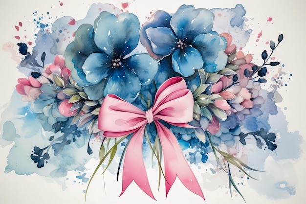 Dibujos de acuarela que revelan el género de hermosas flores tarjeta de invitación de fiesta Banner creado por IA