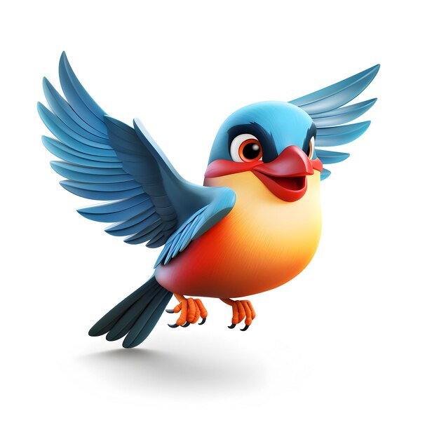 Dibujos animados en 3D de un pájaro lindo
