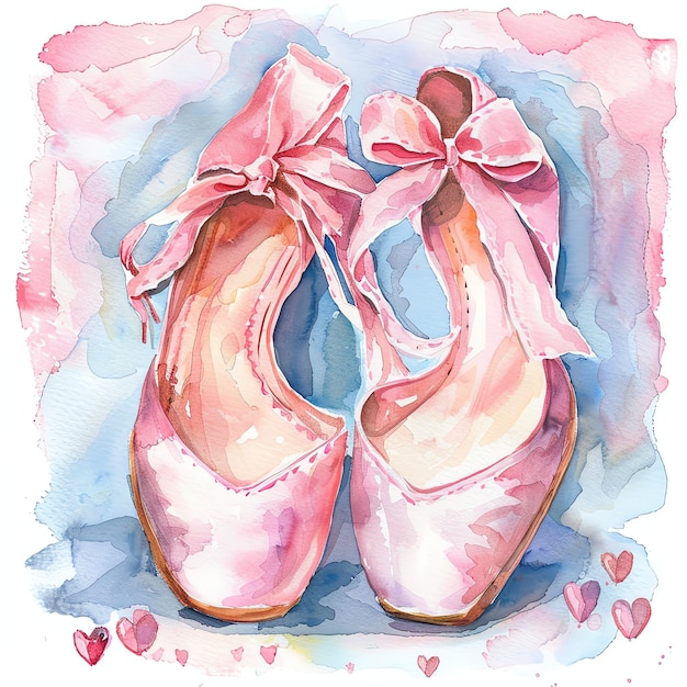 dibujos animados acuarela hermosos zapatos de ballet