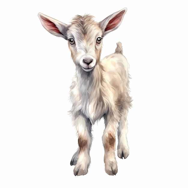 Dibujos animados de animales de granja de cabras Cabra de acuarela Generativo ai