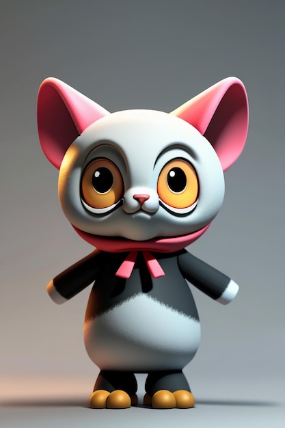 Dibujos animados anime estilo kawaii lindo gato personaje modelo 3D renderizado diseño de producto juego adorno de juguete