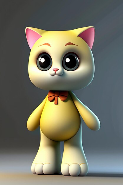 Dibujos animados anime estilo kawaii lindo gato personaje modelo 3D renderizado diseño de producto juego adorno de juguete