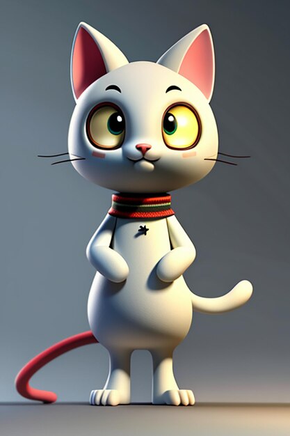 Foto dibujos animados anime estilo kawaii lindo gato personaje modelo 3d renderizado diseño de producto juego adorno de juguete