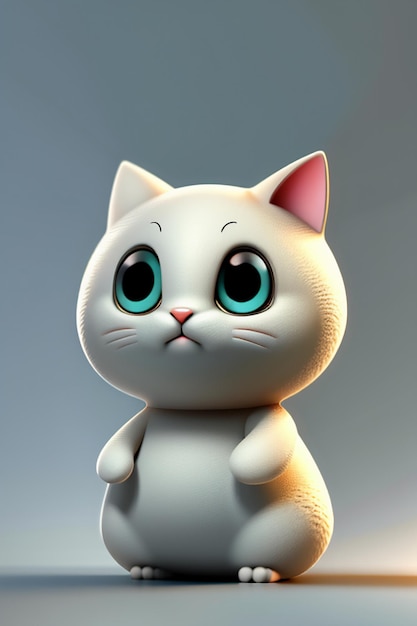 Dibujos animados anime estilo kawaii lindo gato personaje modelo 3D renderizado diseño de producto juego adorno de juguete