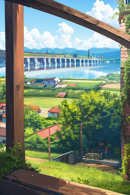 Dibujos animados anime juego escena ilustración paisaje papel tapiz fondo niños estilo de dibujos animados
