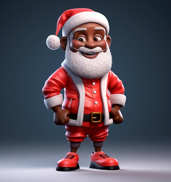 Dibujos animados de la buena vieja Santa Claus negra en 3D