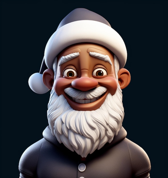 Foto dibujos animados de la buena vieja santa claus negra en 3d