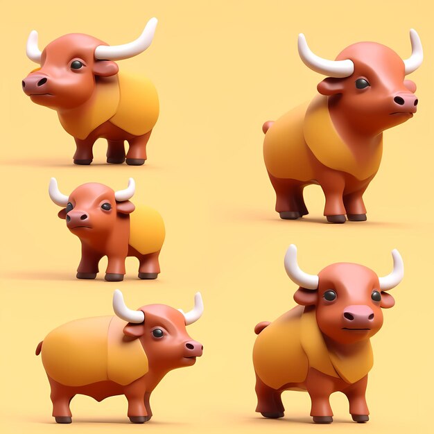 Foto dibujos animados de búfalos en 3d