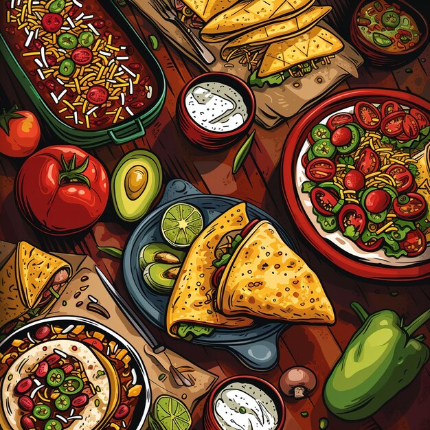 dibujos animados de comida mexicana en estilo póster v 6 ID de trabajo 74ca004ccc634f0cbbb47f88de6ace79