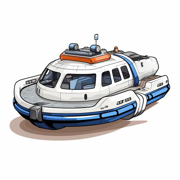 Dibujos animados distópicos de coches submarinos con velas de barco detalladas