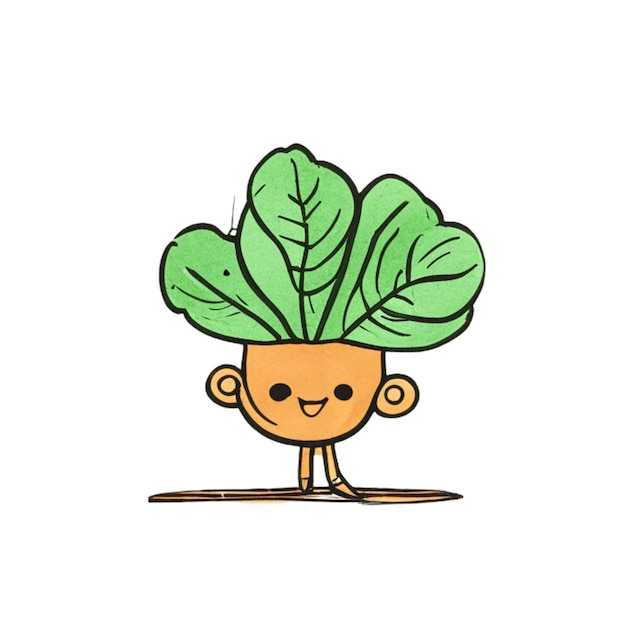 Dibujos animados de espinacas en fondo blanco COMIDA VEGANA verduras verduras Dibujos animados para niños