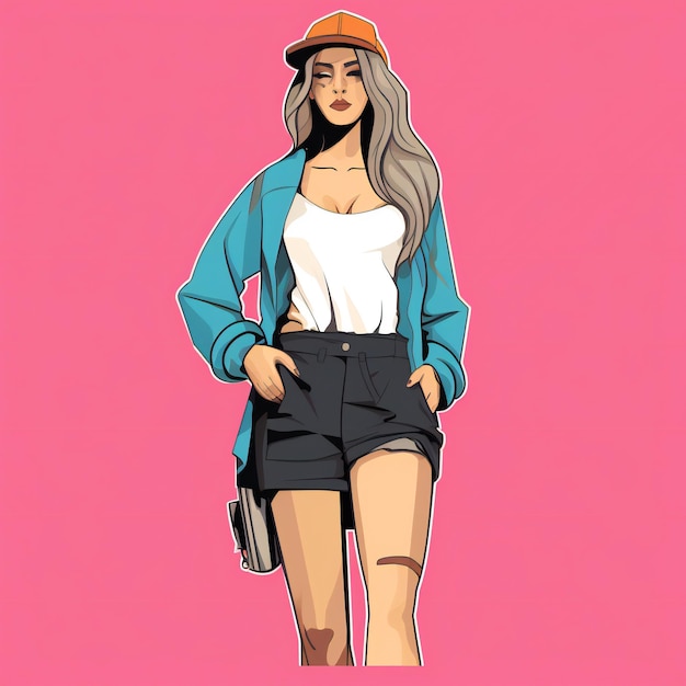 Dibujos animados Gen Z moda mujer forrada ilustración