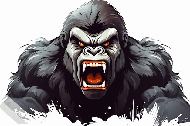 dibujos animados de gorilas enojados sobre fondo blanco