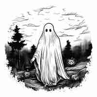 Foto los dibujos animados de halloween el fantasma que tenía miedo de halloween