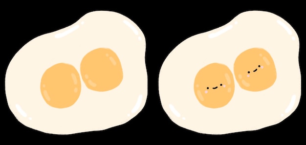 Dibujos animados de huevos fritos gemelos