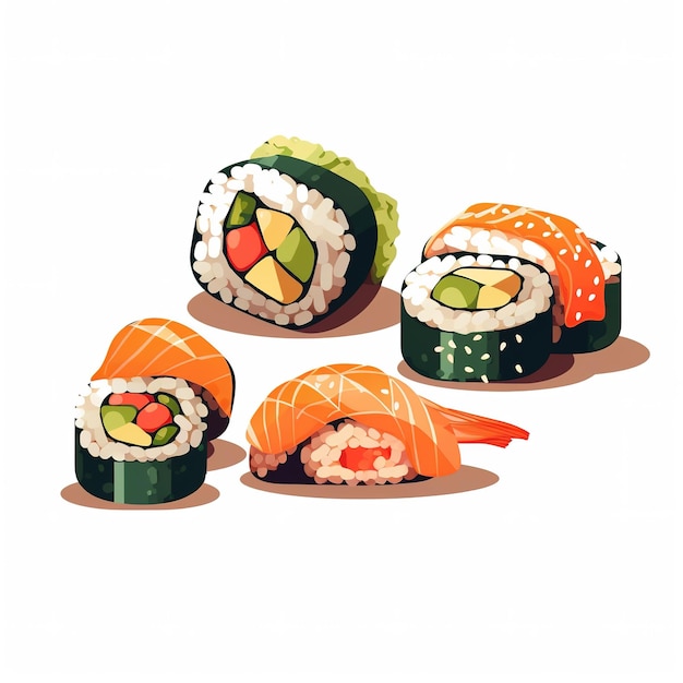 Dibujos animados de ilustración de vector plano de sushi