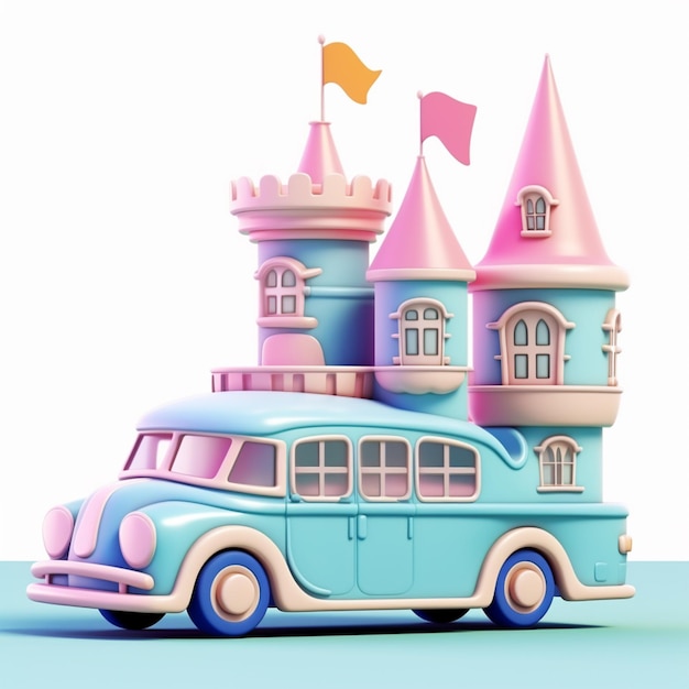 Dibujos animados lindo del ejemplo del camión del castillo del helado del caramelo Arte generado por AI