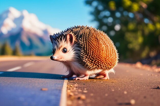 Dibujos animados lindo erizo animal salvaje cubierto con espinas erizo fondo de pantalla ilustración de fondo