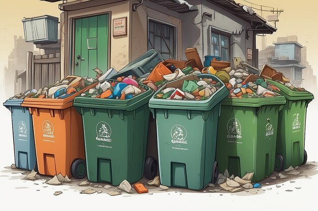 Dibujos animados a mano La basura guarda sus hogares Poster Material de fondo