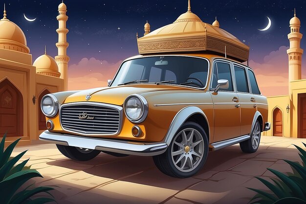Dibujos animados Mudik Viaje Eid alFitr Ilustración de automóviles Regreso a casa