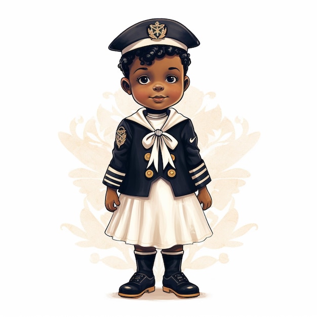dibujos animados de una niña vestida con un traje de marinero