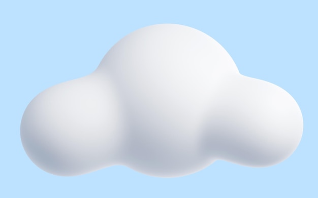 Dibujos animados de nube blanca 3d render suaves nubes esponjosas de forma redonda sobre fondo azul pastel