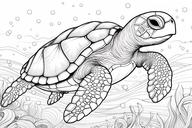 Dibujos para colorear para adultos estilo mandala de tortugas marinas líneas finas geométricas