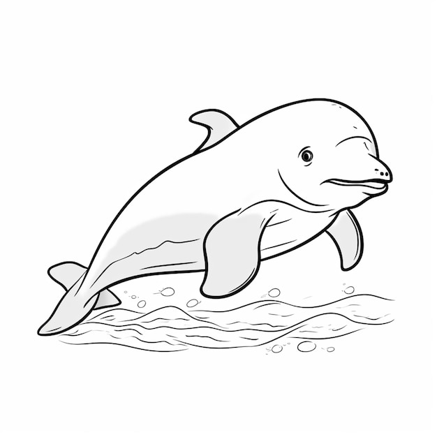 Dibujos para colorear de un delfín saltando fuera del agua ai generativo