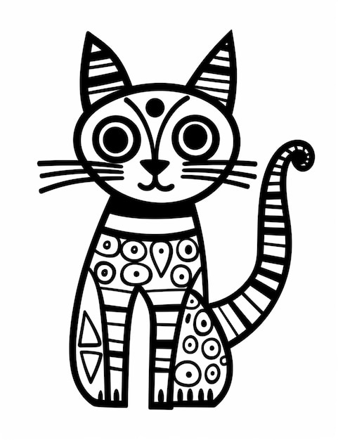 Dibujos para colorear de gatos y gatitos. Dibujos para colorear para niños. ai generativo.