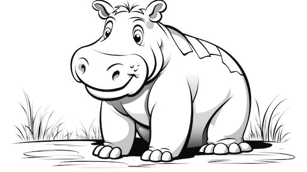 Dibujos para colorear sencillos para niños hipopótamo.
