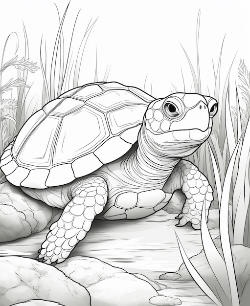 Dibujos para colorear de tortugas para niños ai generativo