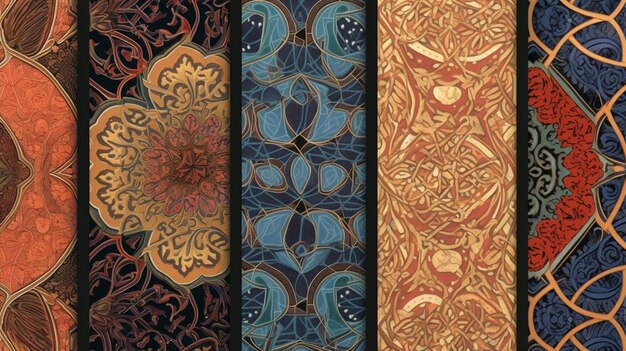 Foto dibujos detallados de telas y textiles islámicos