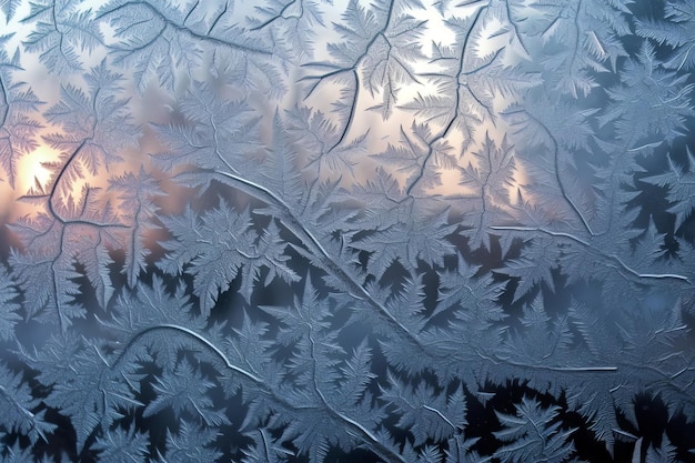 Dibujos helados en la ventana en invierno IA generativa