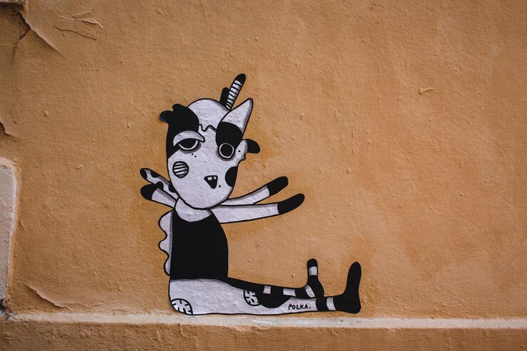 Dibujos en la pared en el centro histórico de Lyon Francia