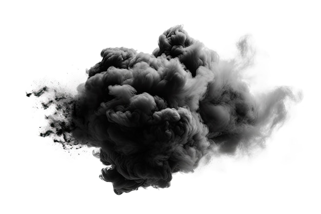 Dichte schwarze Rauchwolke vor weißem Hintergrund Generative KI