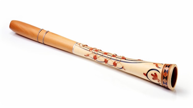 Didgeridoo auténtico sobre un fondo blanco