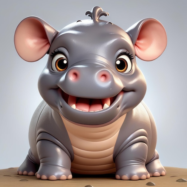 Die 3D-Rendering-Illustration des Charakters Hippo Baby