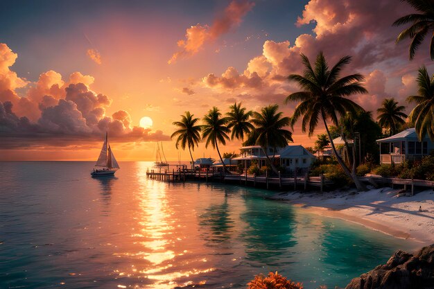 Die Abschiedssonne eines Sonnenuntergangs am Key West Beach