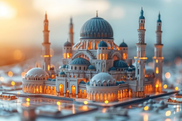 Die Acourt-Moschee der professionellen Miniatur-Tonskulptur-Fotografie