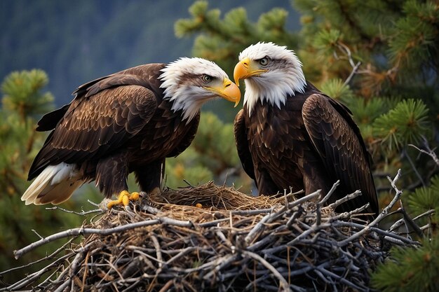 Foto die adler bauen zusammen ein nest