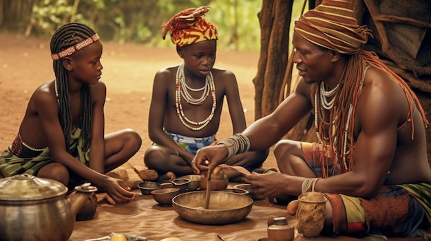 Foto die afrikaner sind für ihre warmherzige und freundliche einstellung bekannt.