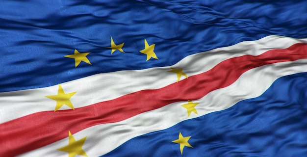 Foto die afrikanische flagge des landes cabo verde ist wellig